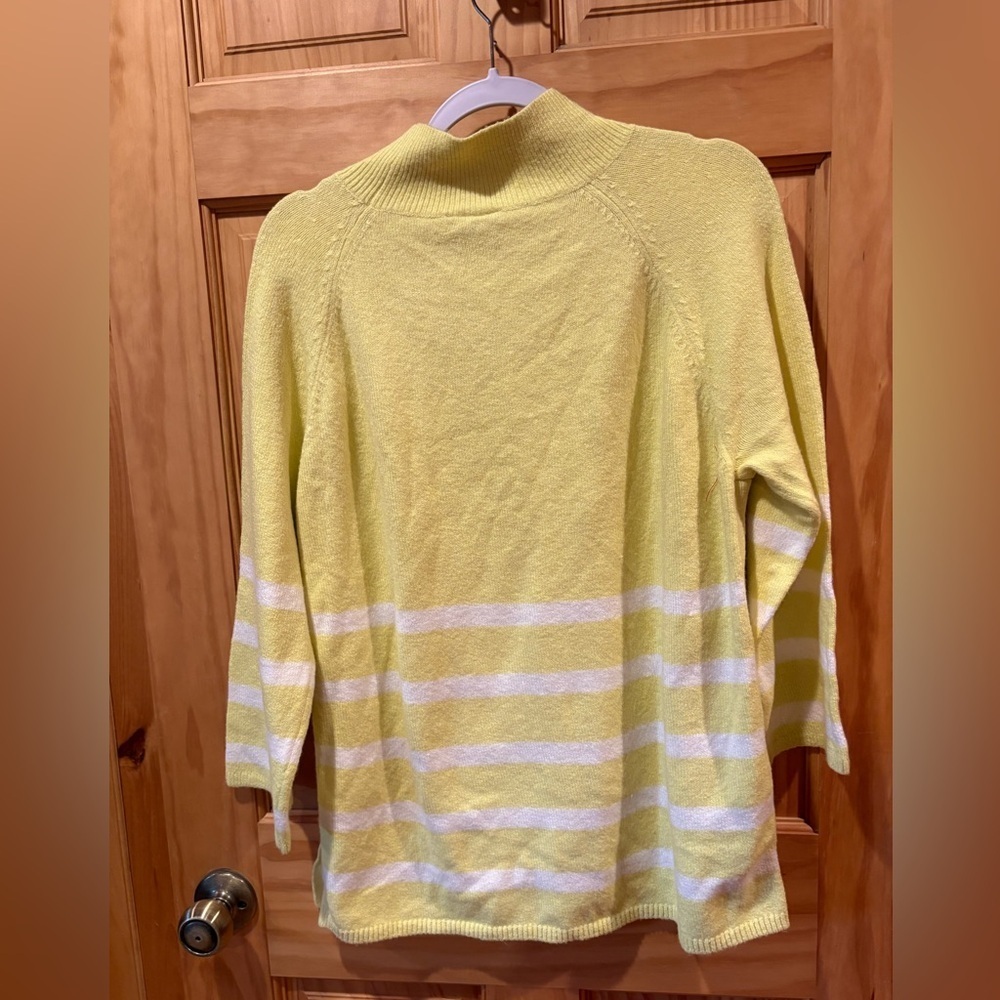 Ann Taylor Loft yellow and white striped sweater women’s L NWT - Picture 2 of 12